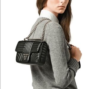 Prada Medium Flap Diagramme Shoulder Bag Black